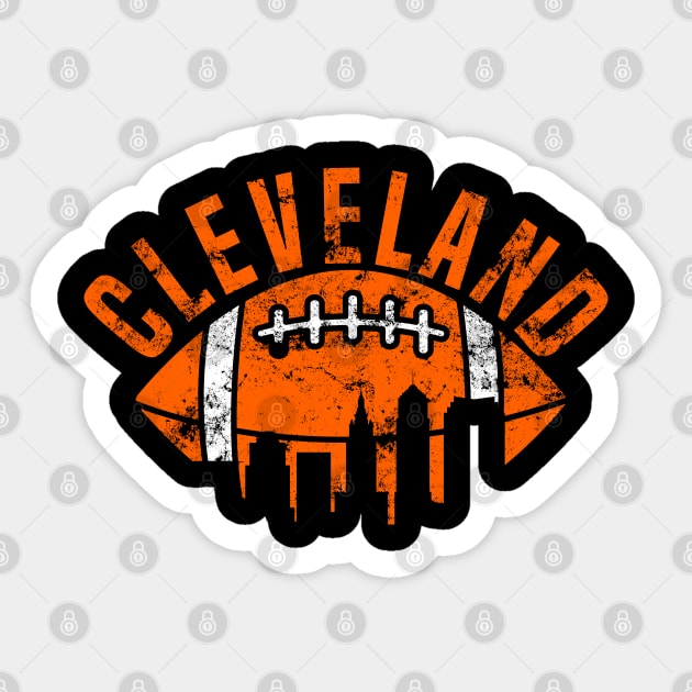 Vintage Downtown Ohio Cleveland Skyline Football Sticker by JB.Collection